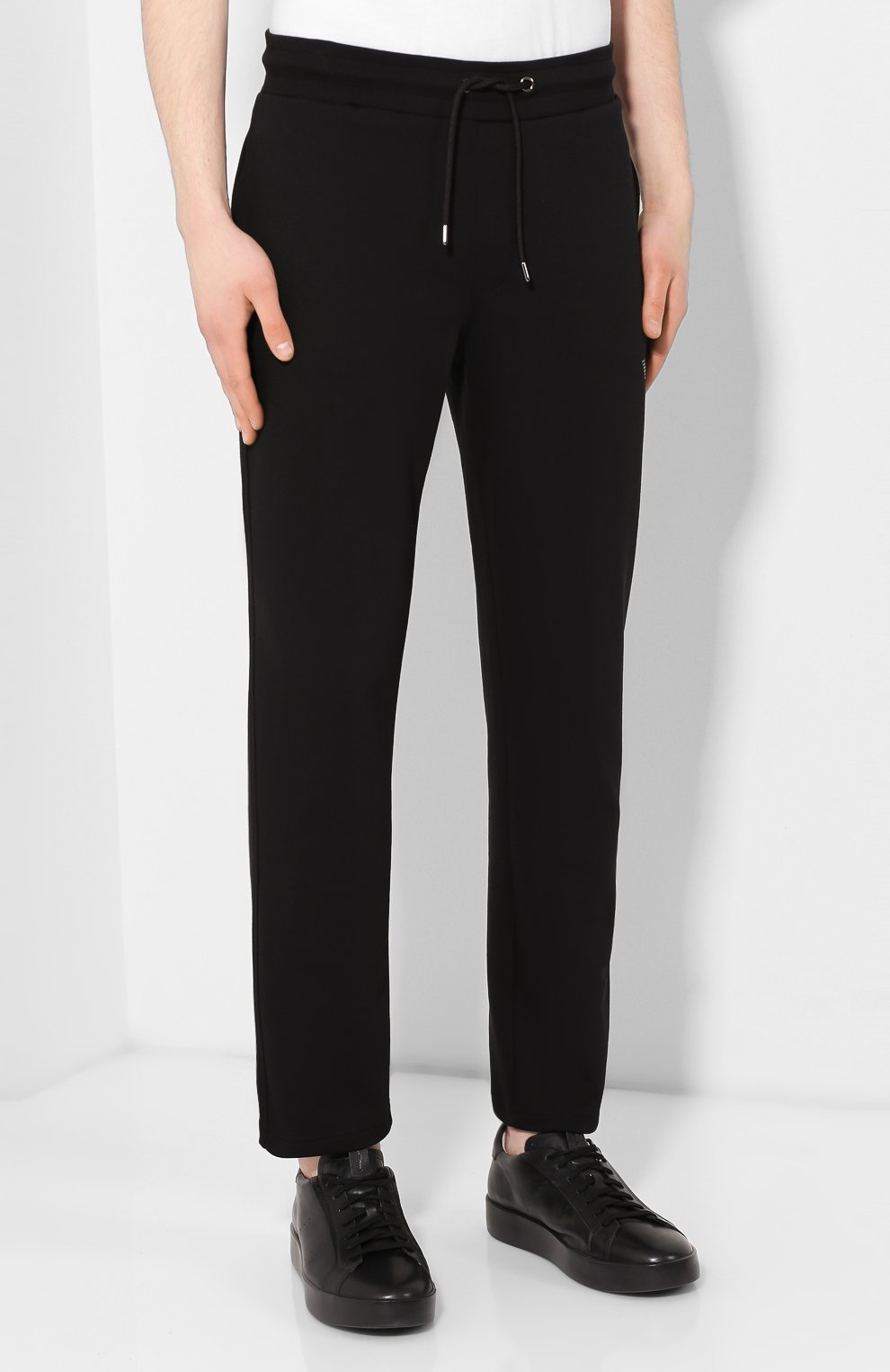 Хлопковые брюки прямого кроя с поясом на резинке EMPORIO ARMANI, арт. 8N1P87/1J07Z, фото 3