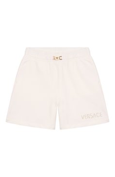 Детские хлопковые шорты VERSACE молочного цвета, арт. 1018204/1A13092/8A-14A | Фото 1 (Нос: Не проставлено; Материал внешний: Хлопок; Случай: Повседневный; Материал подклада: Хлопок; Автоматизация состава: Проставлено; Ростовка одежда: 8 лет | 128 см, 12 лет | 152 см, 10 - 11 лет | 140 - 146см, 16 лет | 164 см)