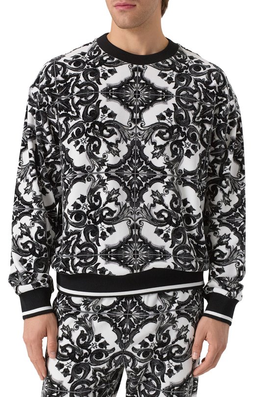 Хлопковый свитшот Dolce & Gabbana G9AHST/HJMP9 Чёрно-белый  G9AHST/HJMP9 Фото 3