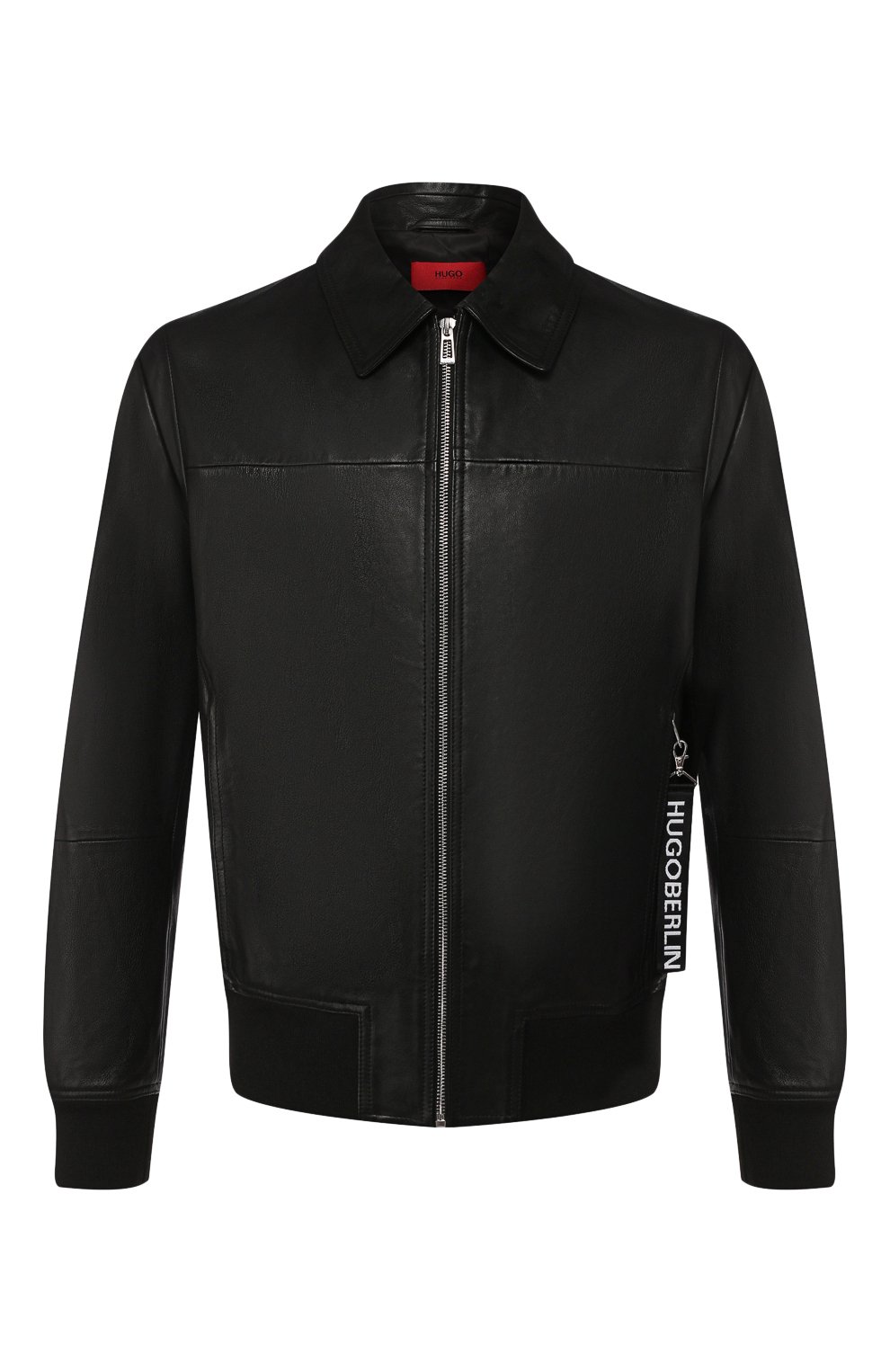 Кожаный бомбер HUGO черного цвета по цене 66000 руб., арт. 50427864, фото 1 Кожаный бомбер HUGO, арт. 50427864, фото 1