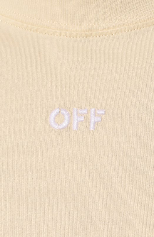 Хлопковая футболка Off-White 0MAA120S24JER004 Бежевый  0MAA120S24JER004 Фото 5