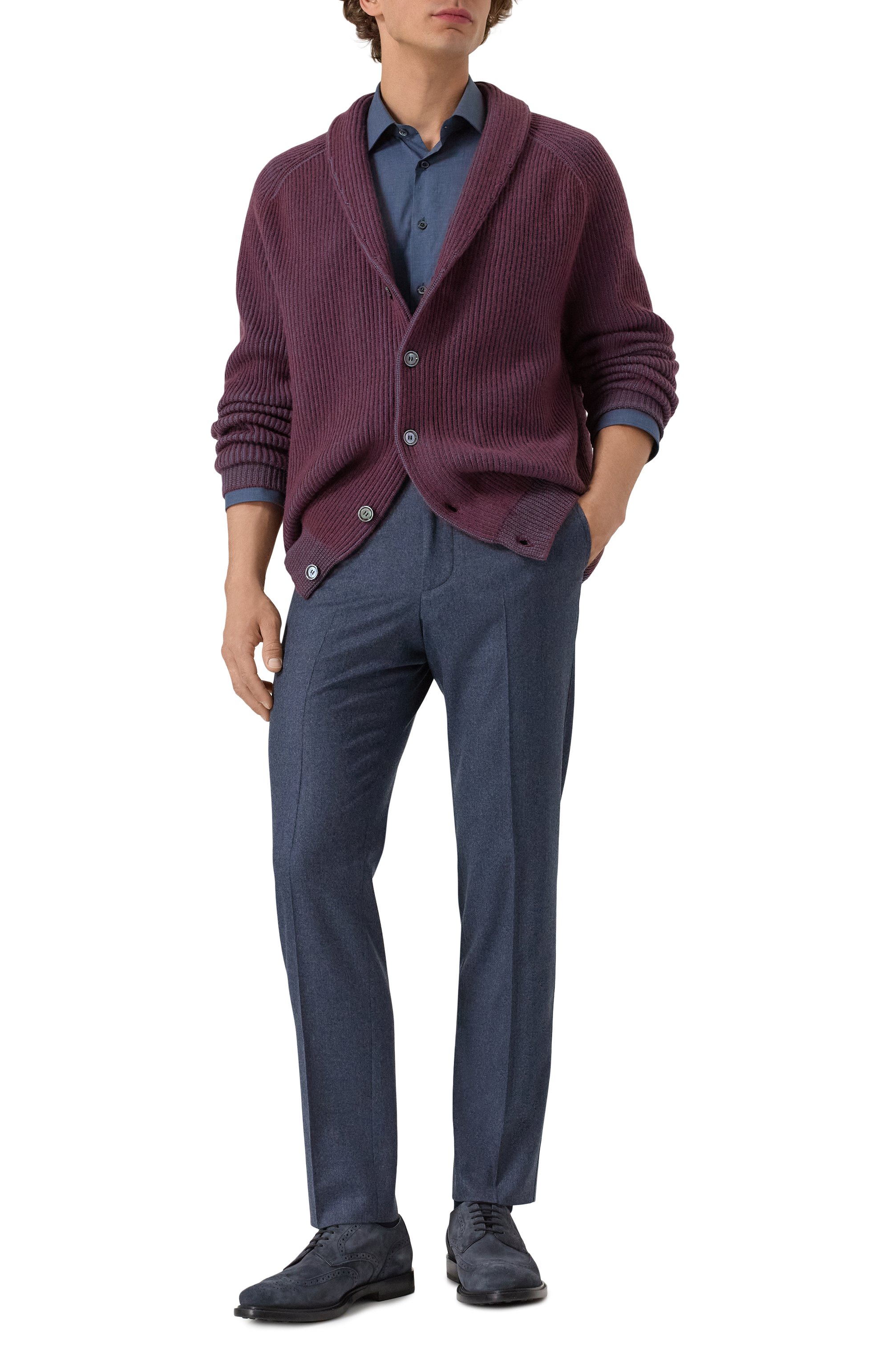 Шерстяные брюки CORNELIANI темно-синего цвета по цене 52050 руб., арт. 264L25-2618111, фото 2 Шерстяные брюки CORNELIANI, арт. 264L25-2618111, фото 2