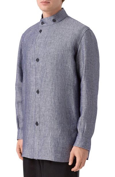Льняная рубашка GIORGIO ARMANI синего цвета по цене 212500 руб., арт. GM003400/TE20689, фото 3 Льняная рубашка GIORGIO ARMANI, арт. GM003400/TE20689, фото 3