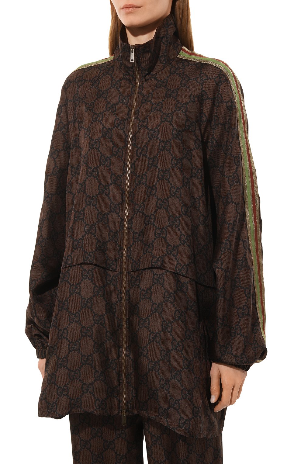Шелковая куртка GUCCI темно-коричневого цвета по цене 216000 руб., арт. 625007 XJCL5, фото 3 Шелковая куртка GUCCI, арт. 625007 XJCL5, фото 3
