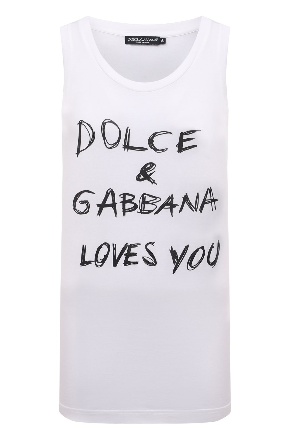 Хлопковая майка DOLCE & GABBANA белого цвета по цене 45400 руб., арт. F8K88T/G7XAV, фото 1 Хлопковая майка DOLCE & GABBANA, арт. F8K88T/G7XAV, фото 1