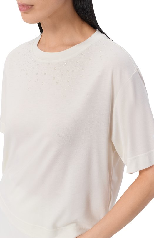 Футболка из вискозы EA7 7W001015/AF13919 Кремовый  7W001015/AF13919 Фото 5