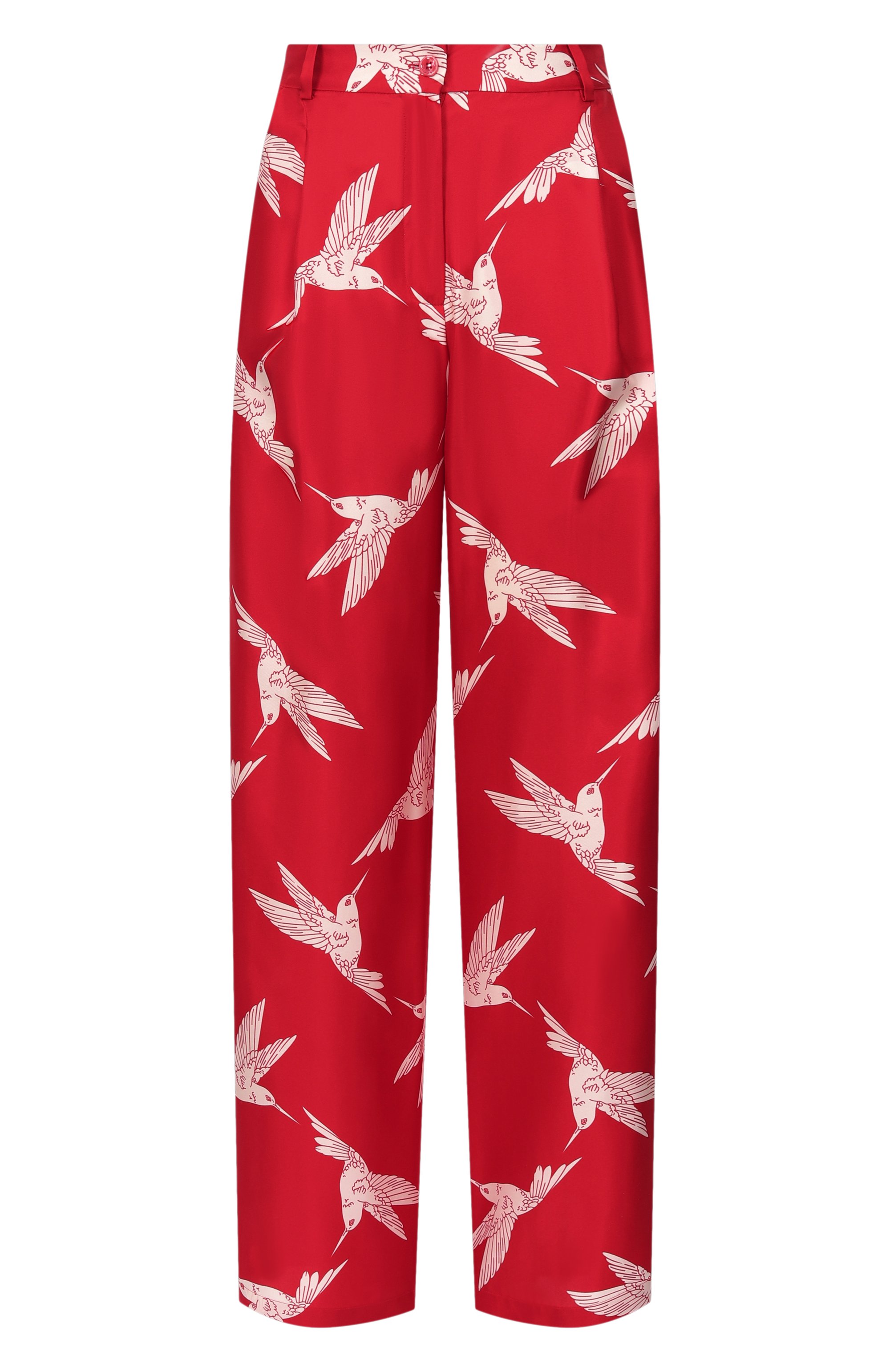 Шелковые брюки OLOLOL красного цвета по цене 45000 руб., арт. OLP066/6010.COLIBRI600, фото 1 Шелковые брюки OLOLOL, арт. OLP066/6010.COLIBRI600, фото 1