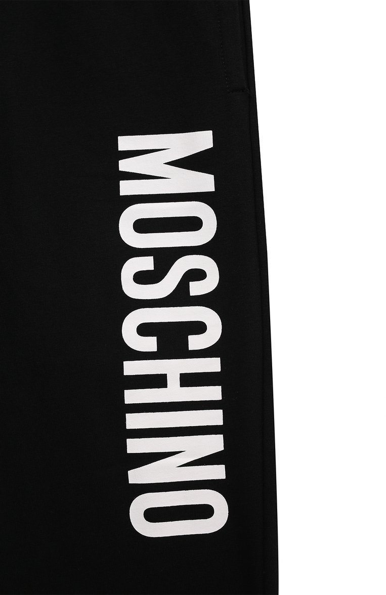 Детские хлопковые джоггеры MOSCHINO черного цвета, арт. H0P057/LDA26/10A-14A | Фото 3 (Материал внешний: Хлопок; Нос: Не проставлено; Девочки Кросс-КТ: Джоггеры-одежда, Брюки-спорт)