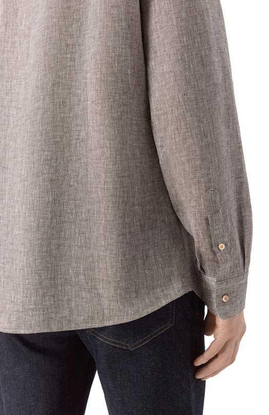 Льняная рубашка Brunello Cucinelli MM6840627 Коричневый  MM6840627 Фото 5