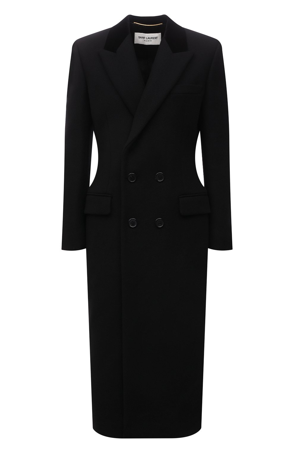 Шерстяное пальто SAINT LAURENT черного цвета по цене 314000 руб., арт. 661315/Y5B58, фото 1 Шерстяное пальто SAINT LAURENT, арт. 661315/Y5B58, фото 1