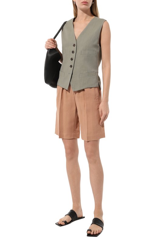 Шорты из вискозы и льна Brunello Cucinelli MH126B1365 Бежевый  MH126B1365 Фото 2