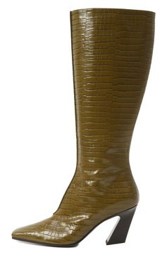 Женские кожаные сапоги lewis BOTTEGA VENETA хаки цвета, арт. 806735 V4PB0 | Фото 4 (Высота голенища: Средние; Подошва: Плоская; Каблук высота: Высокий; Драгоценные камни: Проставлено; Материал сплава: Проставлено; Материал внешний: Натуральная кожа; Каблук тип: Фигурный; Материал утеплителя: Без утеплителя)