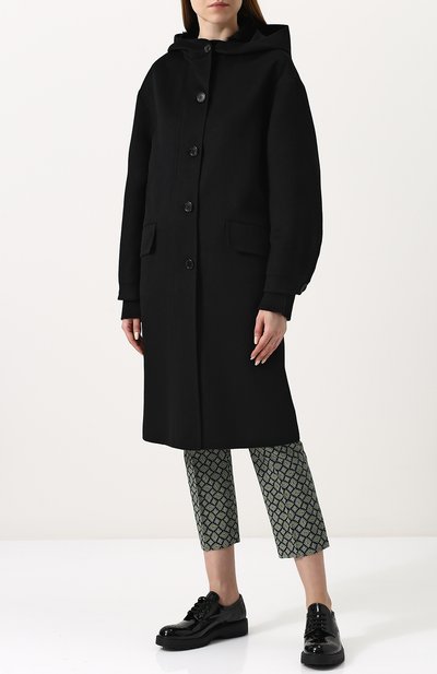 Однотонное шерстяное пальто с капюшоном PRADA, арт. P690GP-1P80-F0806, фото 3
