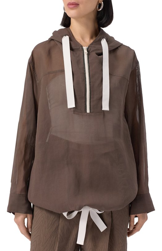 Хлопковый анорак Brunello Cucinelli MH9117780 Коричневый  MH9117780 Фото 8