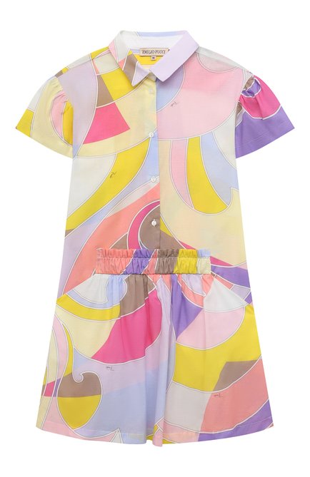 Детское хлопковое платье EMILIO PUCCI разноцветного цвета, арт. 9O1181 | Фото 1 (Материал внешний: Хлопок; Рукава: Короткие; Девочки Кросс-КТ: Платье-одежда; Региональные ограничения белый список (Axapta Mercury): RU; Ростовка одежда: 10 - 11 лет | 140 - 146см, 12 лет | 152 см, 13 - 15 лет | 158 см, 4 года | 104 см, 6 лет | 116 см, 8 лет | 128 см)