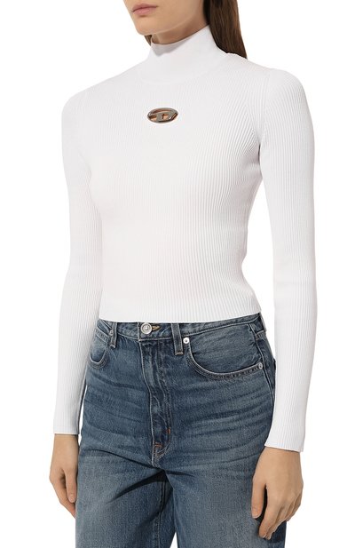 Водолазка из вискозы DIESEL белого цвета по цене 32650 руб., арт. A14187/0DLAX, фото 3 Водолазка из вискозы DIESEL, арт. A14187/0DLAX, фото 3