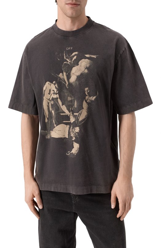 Хлопковая футболка Off-White 0MAA120S25JER00H Серый  0MAA120S25JER00H Фото 3