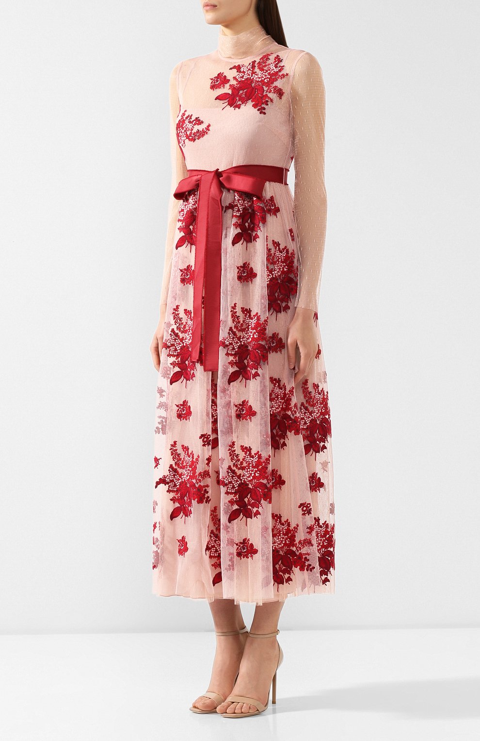 Платье с поясом REDVALENTINO розового цвета по цене 86500 руб., арт. SR0VA03Z/4KM, фото 3 Платье с поясом REDVALENTINO, арт. SR0VA03Z/4KM, фото 3