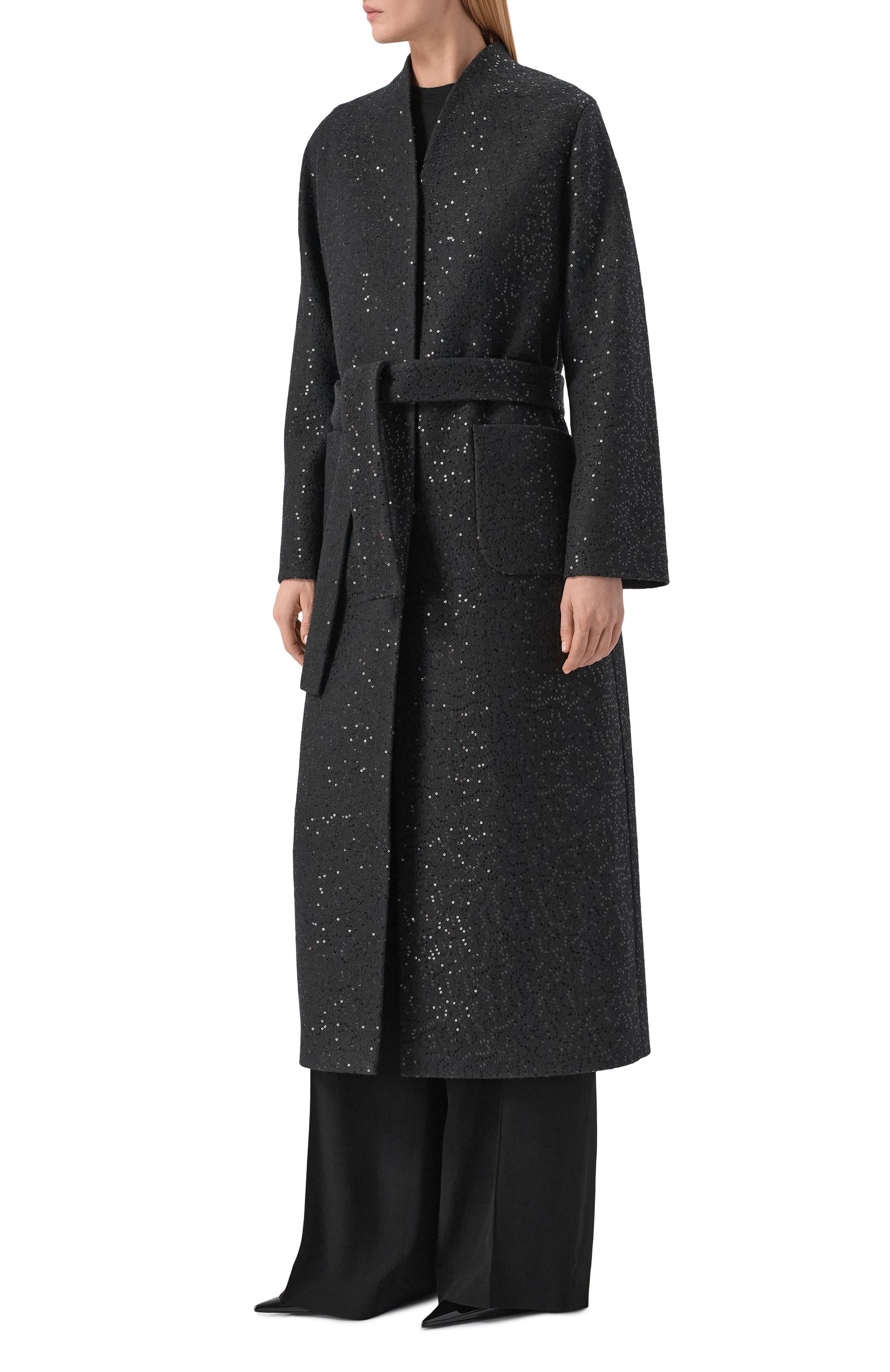 Шерстяное пальто с отделкой пайетками SEVEN LAB, арт. CX black brilliant, фото 3