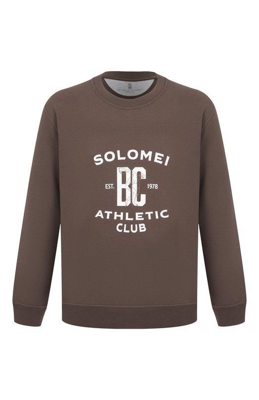 Хлопковый свитшот Brunello Cucinelli MW8633380G Коричневый MW8633380G
