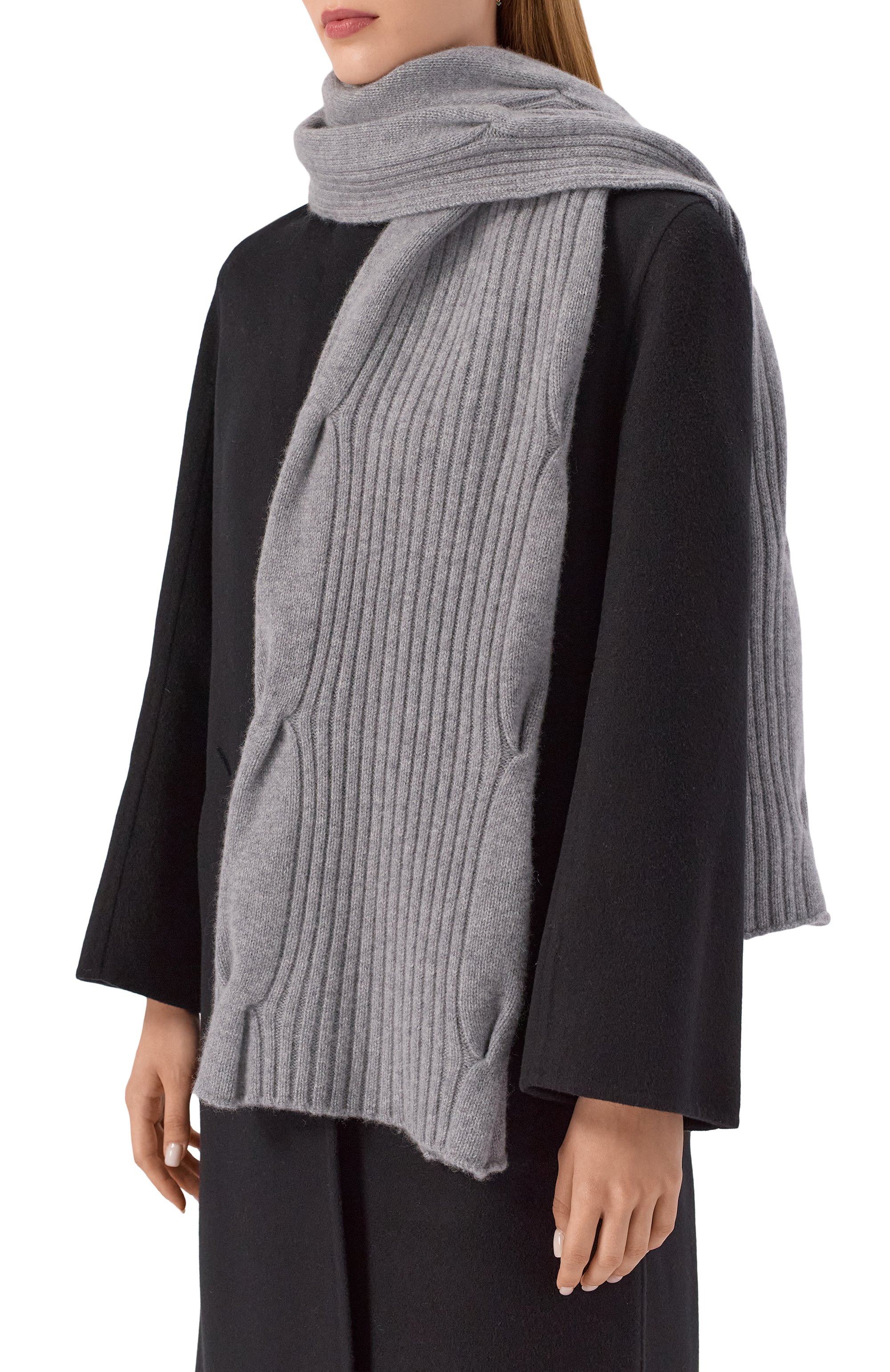 Кашемировый шарф ROECKL серого цвета по цене 42200 руб., арт. 21021-2690, фото 2 Кашемировый шарф ROECKL, арт. 21021-2690, фото 2