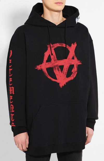 Хлопковое худи VETEMENTS черного цвета по цене 78550 руб., арт. SS20TR312 1620/M, фото 3 Хлопковое худи VETEMENTS, арт. SS20TR312 1620/M, фото 3
