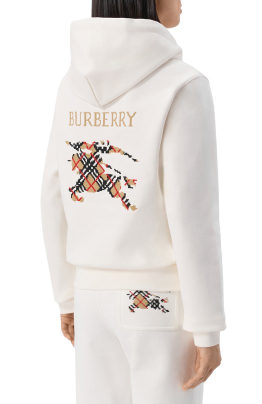 Хлопковое худи Burberry 8110965 Белый  8110965 Фото 4