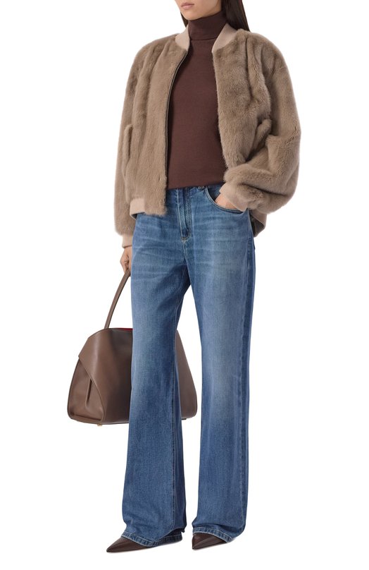 Водолазка из кашемира и шелка Brunello Cucinelli M13800063P Коричневый  M13800063P Фото 2
