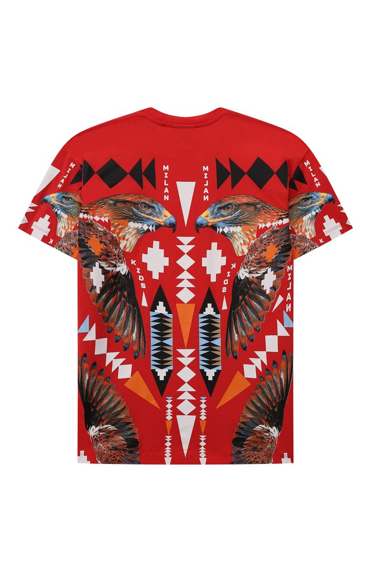 Детская хлопковая футболка MARCELO BURLON KIDS OF MILAN красного цвета, арт. CBAA002F21JER013 | Фото 2 (Материал внешний: Хлопок; Рукава: Короткие; Мальчики Кросс-КТ: Футболка-одежда; Материал сплава: Проставлено; Драгоценные камни: Проставлено; Ростовка одежда: 10 - 11 лет | 140 - 146см, 12 лет | 152 см, 8 лет | 128 см)