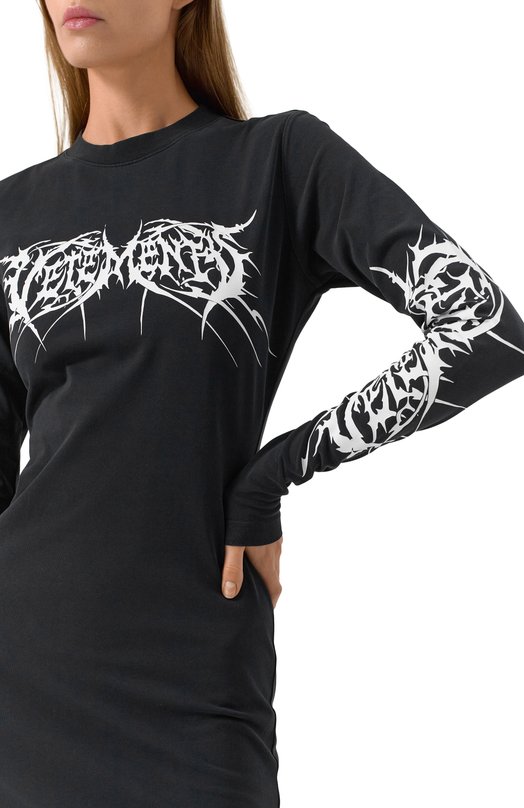 Хлопковое платье VETEMENTS WA66DR630BW Чёрный  WA66DR630BW Фото 5