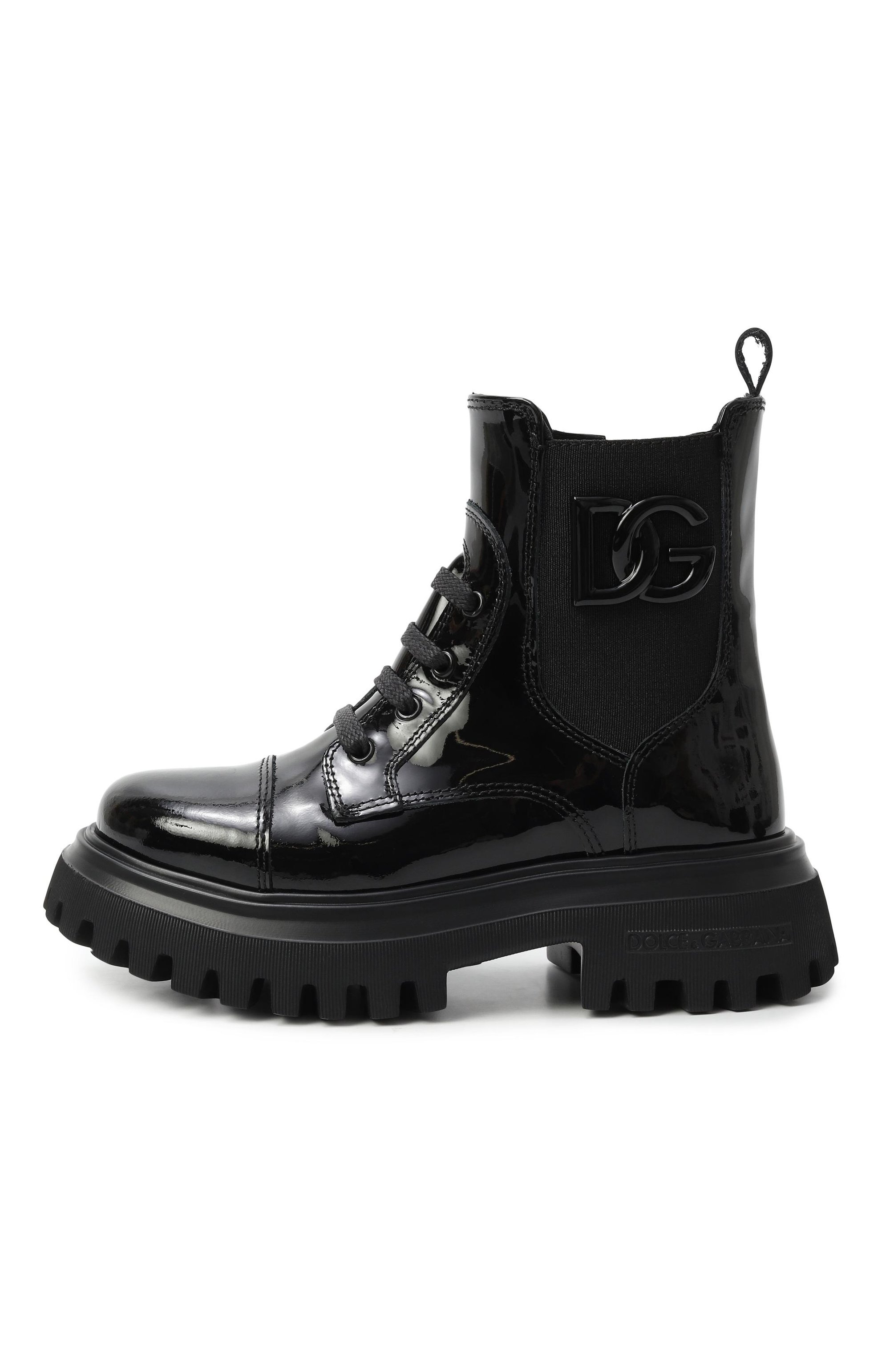 Кожаные ботинки DOLCE & GABBANA черного цвета по цене 79950 руб., арт. D11360/A9A81, фото 2 Кожаные ботинки DOLCE & GABBANA, арт. D11360/A9A81, фото 2