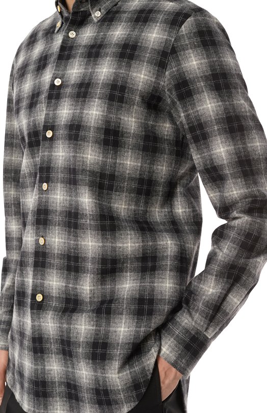 Хлопковая рубашка Kiton UCIH0903403 Чёрно-белый  UCIH0903403 Фото 5