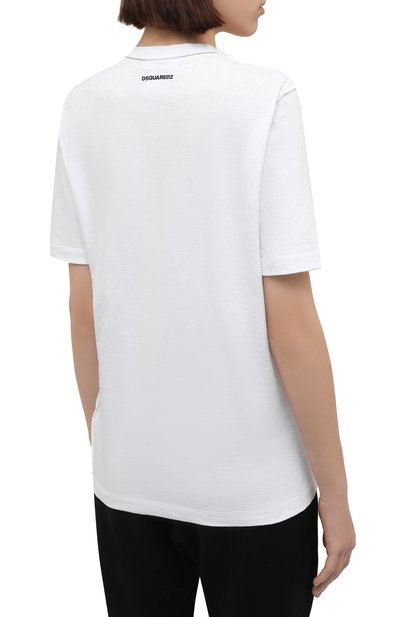 Хлопковая футболка DSQUARED2 белого цвета по цене 22650 руб., арт. S75GD0257/S22507, фото 4 Хлопковая футболка DSQUARED2, арт. S75GD0257/S22507, фото 4