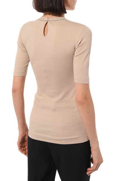 Хлопковый топ BRUNELLO CUCINELLI бежевого цвета по цене 45400 руб., арт. M0TC8BJ310, фото 4 Хлопковый топ BRUNELLO CUCINELLI, арт. M0TC8BJ310, фото 4
