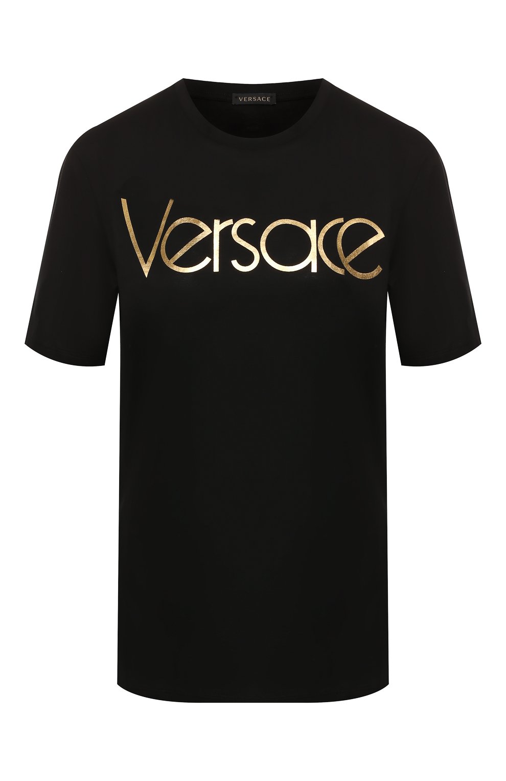 Хлопковая футболка VERSACE черного цвета по цене 38450 руб., арт. A83641/A201952, фото 1 Хлопковая футболка VERSACE, арт. A83641/A201952, фото 1