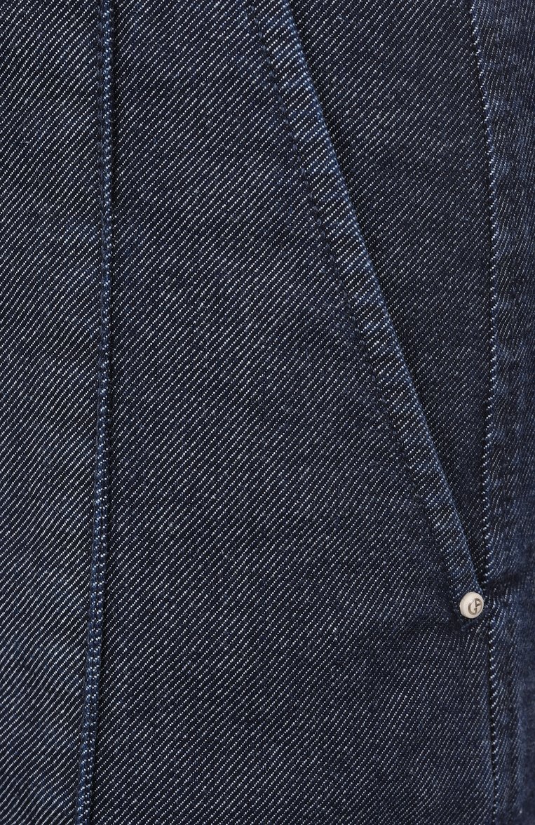 Женская джинсовая юбка GIORGIO ARMANI темно-синего цвета, арт. GW000760/AF15303 | Фото 6 (Материал внешний: Хлопок, Деним; Длина Ж (юбки, платья, шорты): Миди; Кросс-КТ: Деним; Женское Кросс-КТ: Юбка-карандаш; Стили: Кэжуэл; Автомат�изация ТО: Проставлено; Автоматизация состава: Проставлено)