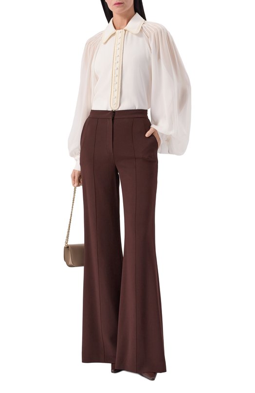 Блузка из вискозы и шелка Elie Saab SH132EF25CD020 Кремовый  SH132EF25CD020 Фото 2