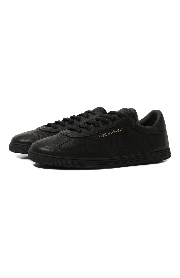 Мужские кожаные кеды saint tropez DOLCE & GABBANA черного цвета, арт. CS2256/AR837 | Фото 1 (Материал внутренний: Натуральная кожа; Подошва: Плоская; Стили: Классический; Материал утеплителя: Без утеплителя; Материал внешний: Натуральная кожа; Кросс-КТ: Низкие)