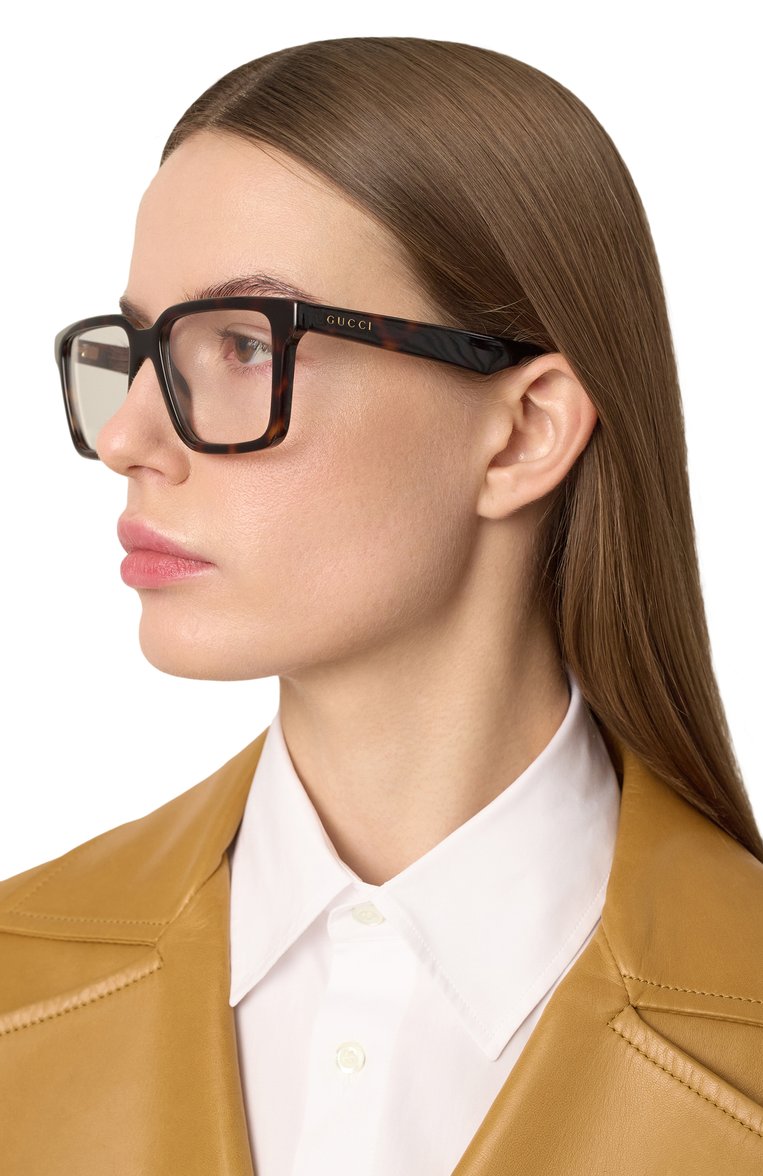 Женские оправа GUCCI коричневого цвета, арт. GG1729 006 | Фото 3 (Нос: Не проставлено; Региональные ограничения белый список (Axapta Mercury): Не проставлено; Тип очков: Оправа; Материал: Пластик; Очки форма: Квадратные; Оптика Гендер: оптика-женское)