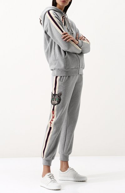 Хлопковые джоггеры с лампасами и декоративной отделкой GUCCI, арт. 502119/X9P79, фото 2