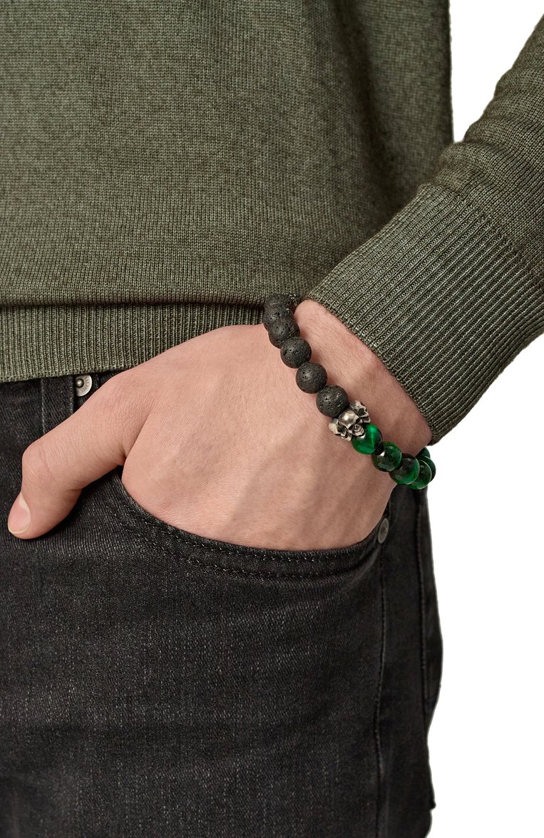 Мужской браслет ангелы и демоны GL JEWELRY зеленого цвета, арт. PB515 | Фото 2 (Нос: Не проставлено; Региональные ограничения белый список (Axapta Mercury): Не проставлено; Материал: Серебро, Камень)