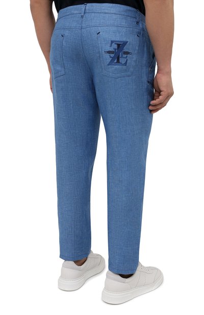 Льняные брюки ZILLI SPORT синего цвета по цене 117000 руб., арт. M0V-D0170-LIN01/S001, фото 4 Льняные брюки ZILLI SPORT, арт. M0V-D0170-LIN01/S001, фото 4