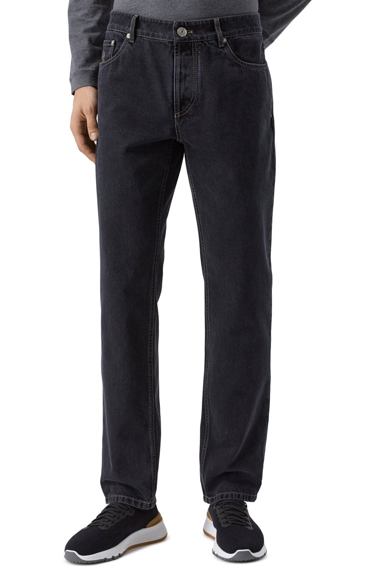 Мужские джинсы traditional fit BRUNELLO CUCINELLI темно-серого цвета, арт. M240PB3210 | Фото 3 (Длина (брюки, джинсы): Стандартные; Материал внешний: Хлопок, Деним; Силуэт М (брюки): Прямые; Кросс-КТ: Деним; Big sizes: Big Sizes; Стили: Повседневный; Автоматизация ТО: Проставлено; Автоматизация состава: Проставлено; Детали: Без декора; Размерность: Идёт в размер)