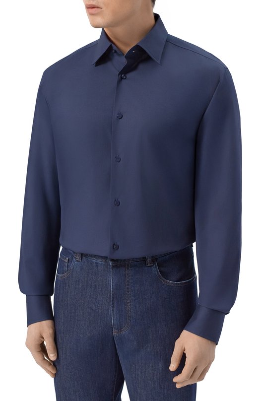 Хлопковая сорочка BOSS 50555668 Синий  50555668 Фото 3