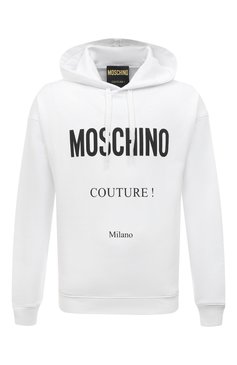 Мужской хлопковое худи MOSCHINO белого цвета, арт. 231ZZA1706/228 | Фото 1 (Принт: С принтом; Мужское Кросс-КТ: Худи-одежда; Материал сплава: Проставлено; Материал внешний: Хлопок; Стили: Спорт-шик; Драгоценные камни: Проставлено)