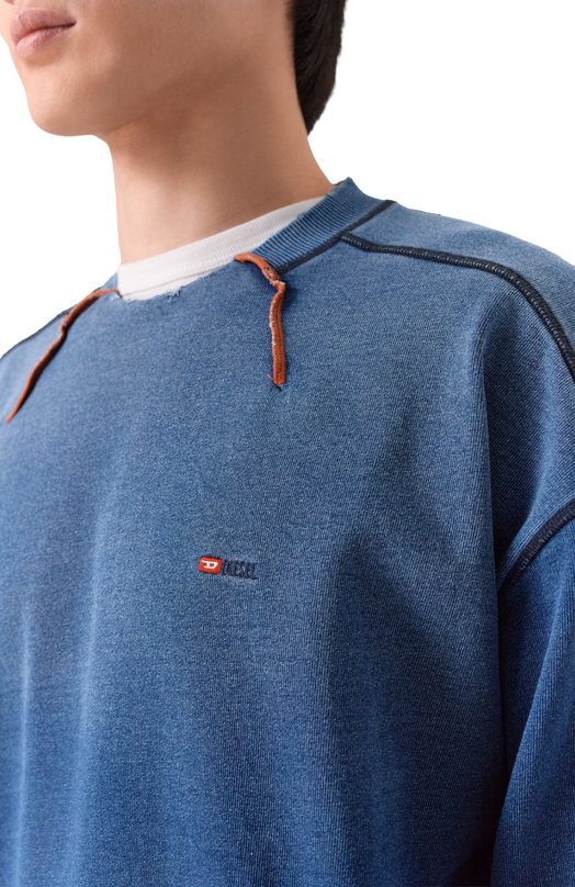 Хлопковый свитшот Diesel A19992/0PKAH Синий  A19992/0PKAH Фото 5