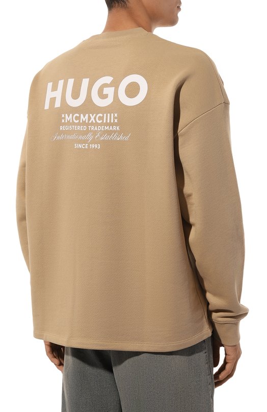 Хлопковый свитшот HUGO Blue Бежевый, фото 4
