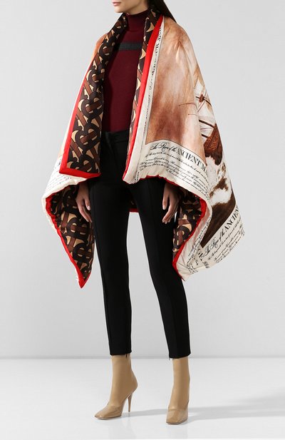 Шелковая накидка BURBERRY коричневого цвета по цене 149000 руб., арт. 8021556, фото 3 Шелковая накидка BURBERRY, арт. 8021556, фото 3