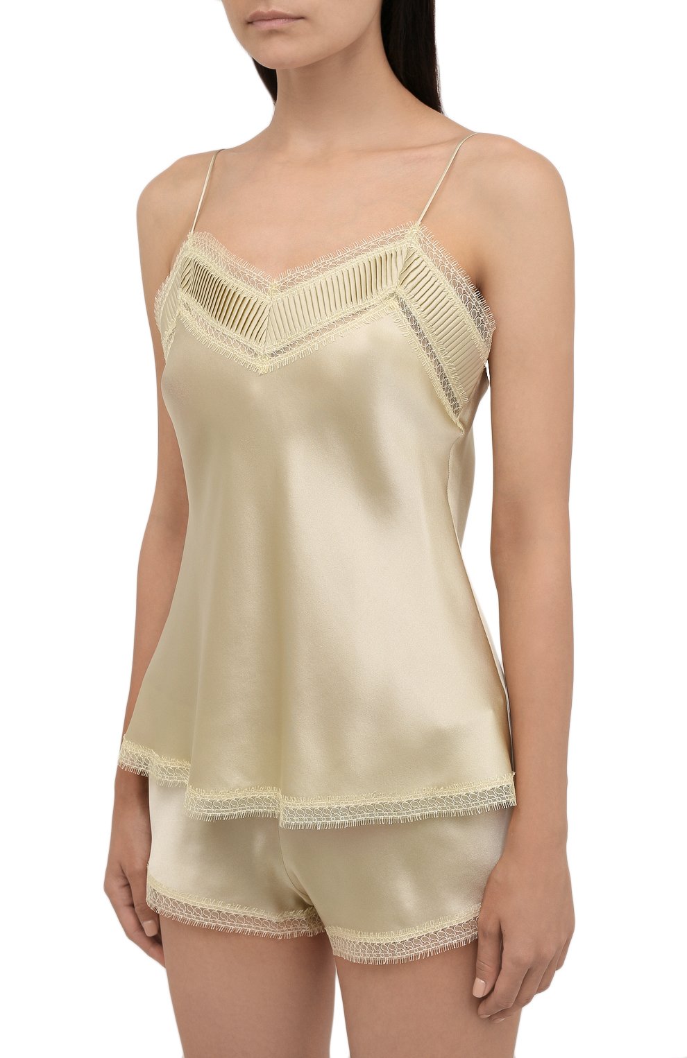 Шелковый топ CARINE GILSON золотого цвета по цене 85100 руб., арт. BB0853ES W21, фото 3 Шелковый топ CARINE GILSON, арт. BB0853ES W21, фото 3