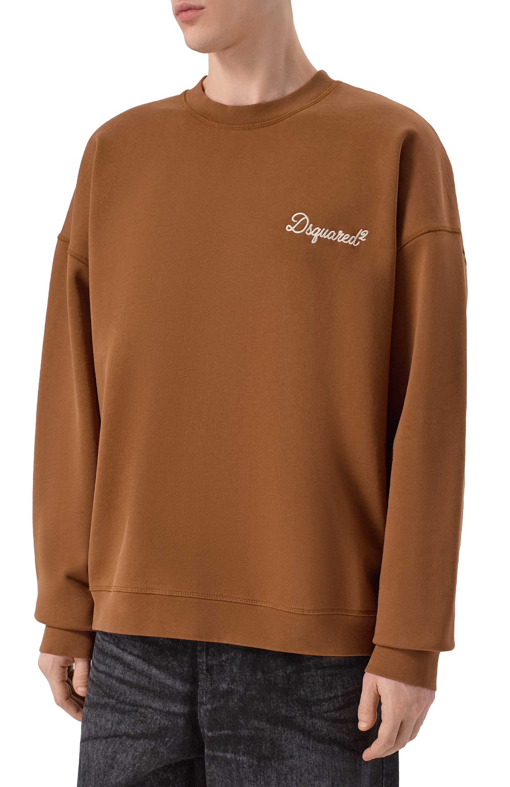 Хлопковый свитшот DSQUARED2 коричневого цвета по цене 49950 руб., арт. S74GU0930/D25029, фото 3 Хлопковый свитшот DSQUARED2, арт. S74GU0930/D25029, фото 3